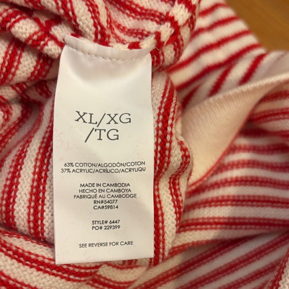 CAbi Striped Cowl Neck Sweater in Red and White - Picture 7 of 7